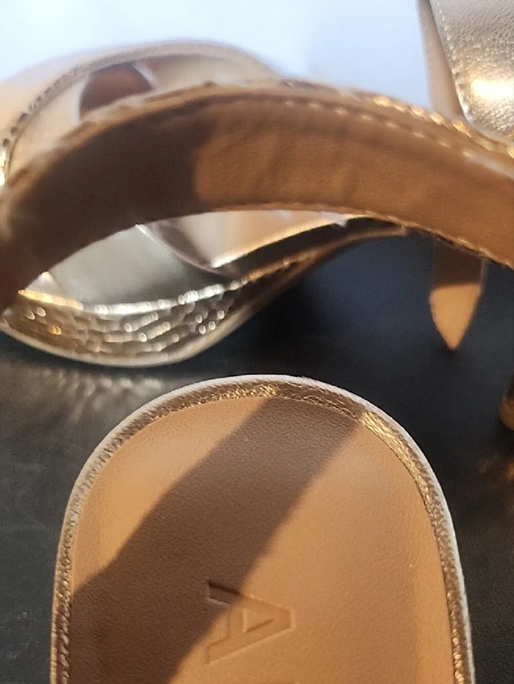 AEROSOLES Rose Gold Snake-Print Platform Sandals